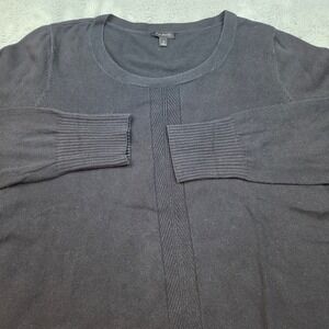 Talbots Cotton Crew Neck Sweater Womens M Long Sleeve‎ Knit Pullover Black Solid